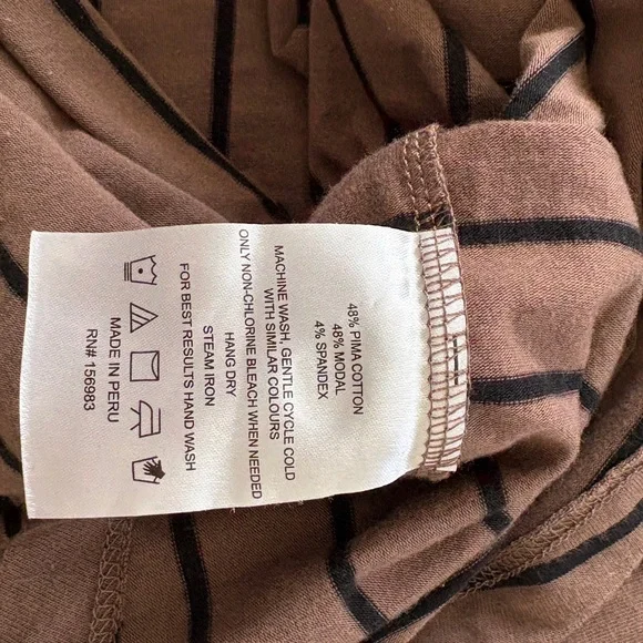 Evereve Peyton Jensen Billie Striped Long Sleeve Tunic Black & Brown Top - Picture 4 of 4